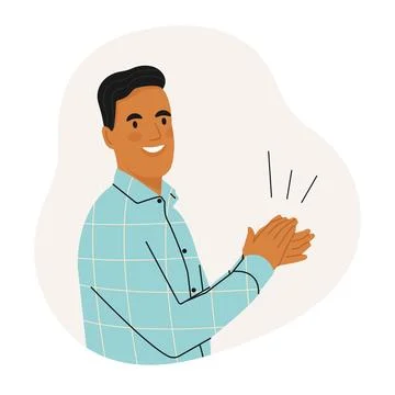Smiling Man Office worker Applauding. Promotion, demonstration concept. Stock Illustration