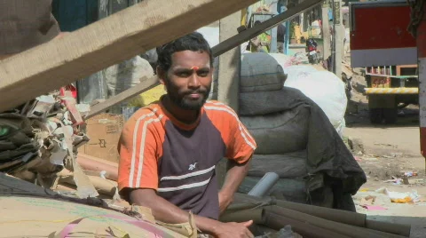Smiling man outside of a construction area. Stock Footage 556781