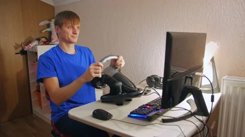 Smiling Man Playing Races Stock Footage 168241545