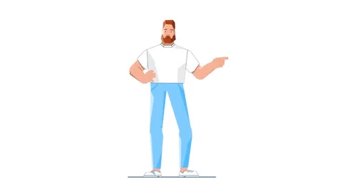 Smiling Man Points To The Side and Giving Thumbs Up 2D Animation Vídeo Stock 277274424