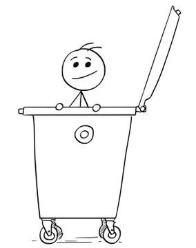 Smiling Man Poking Out of the Dumpster Garbage Waste Container Stock Illustration