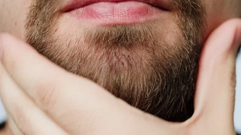 Smiling man portrait, Close up head shot portrait of middle aged bearded male Stock Footage 248237693