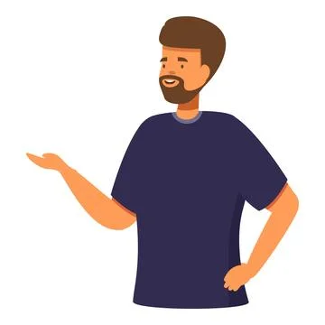 Smiling man is presenting something Stock Illustration