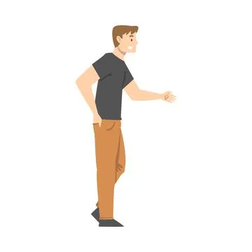 Smiling Man Shaking Hand as Brief Greeting or Parting Tradition Vector Stock Illustration