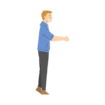 Smiling Man Shaking Hand as Brief Greeting or Parting Tradition Vector Illustrazione stock