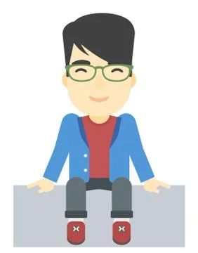Smiling man sitting Stock Illustration
