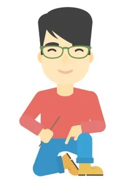 Smiling man sitting Stock Illustration