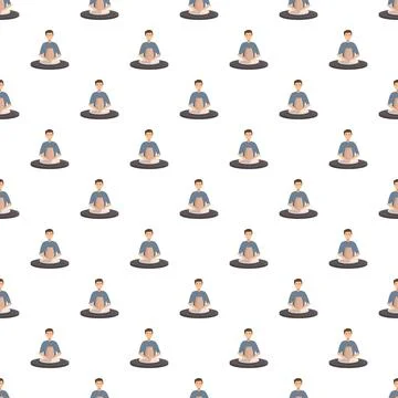 Smiling man sitting making pottery pattern Stock Illustration