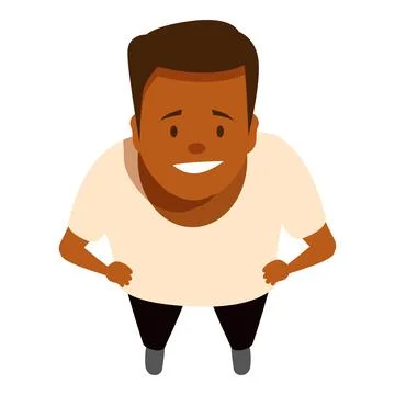 Smiling man standing with hands on hips, high angle view Stock Illustration