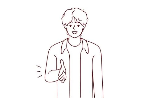 Smiling man stretch hand for handshake Stock Illustration