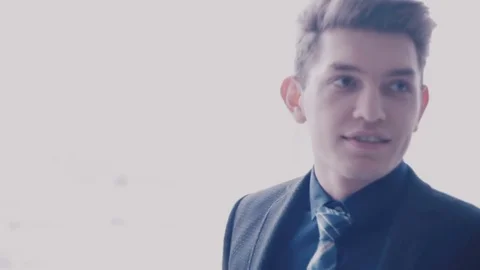 Smiling man in suit close-up Stock Footage 76510812