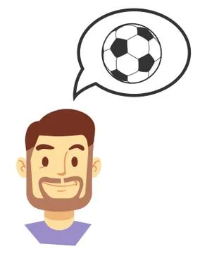 Smiling man thinking about soccer game vector illustration Stock Illustration