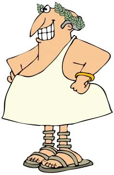 Smiling man in a toga Stock Illustration