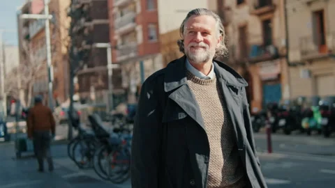 Smiling Man Walking Down City Street Stock Footage 321348105
