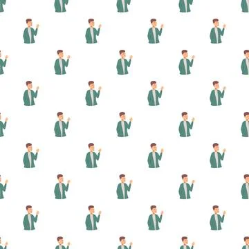Smiling man waving hand seamless pattern background Stock Illustration