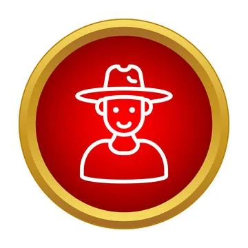 Smiling man wearing a hat avatar icon Stock Illustration