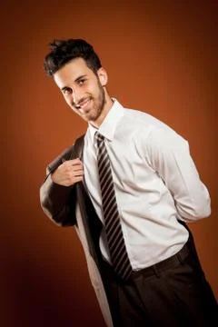 Smiling man wears a jacket Stock Photos