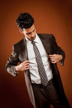 Smiling man wears a jacket Stock Photos