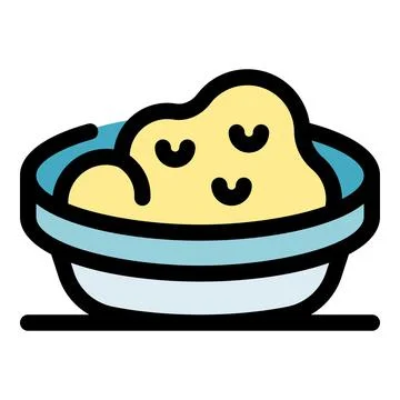 Smiling mashed potatoes in a blue bowl 库存插图