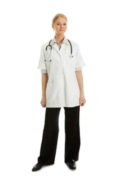 Smiling medical doctor woman with stethoscope Stock Photos