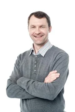 Smiling middle aged man isolated on white Stock Photos