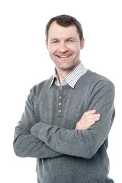 Smiling middle aged man isolated on white Stock Photos