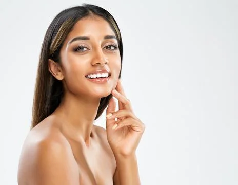 Smiling Model with perfect White Teeth. Beautiful Indian Girl Cheerful Smile Stock Photos