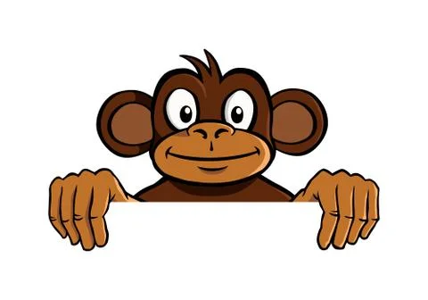 Smiling monkey holding up an invisible frame Stock-Illustration