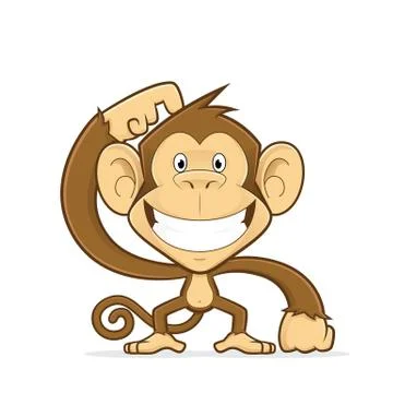 Smiling monkey scratching his head Illustrazione stock