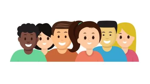 Smiling multinational people horizontal poster Stock Illustration