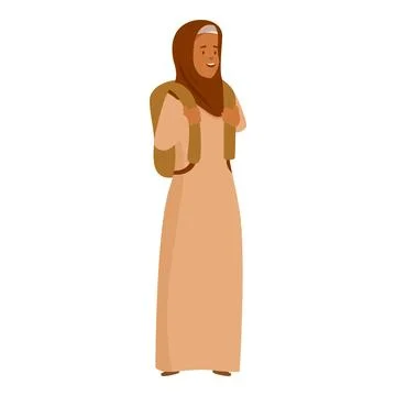 Smiling muslim student carrying backpack going to school or university Stock Illustration