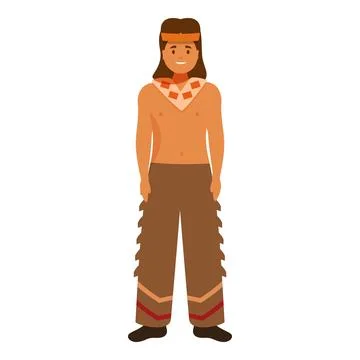Smiling native american man wearing traditional clothes and headband Stock Illustration