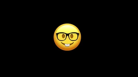 Smiling nerd emoji on black background Video stock 329406578