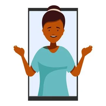Smiling nurse making presentation during video call on tablet 스톡 일러스트