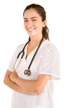 Smiling nurse posing Stock Photos