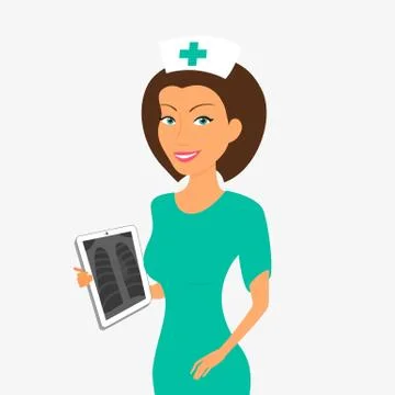 Smiling nurse with tablet pc Stock Illustration