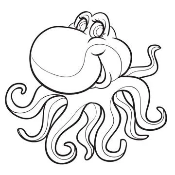 Smiling octopus with eight tentacles Stock Illustration