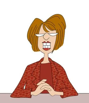 Smiling office lady with big teeth Stock Illustration