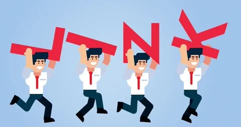 Smiling Office Workers Carry Large LINK Letters Above Their Heads Video stock 313507627