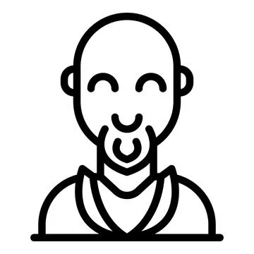 Smiling old man icon, outline style Stock Illustration