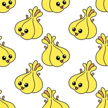 Smiling onion vegetable seamless textile print. repeat pattern background des Illustrazione stock