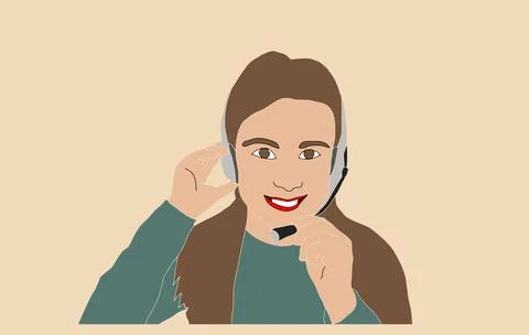 Smiling operator at call center in Vector format Stock Illustration