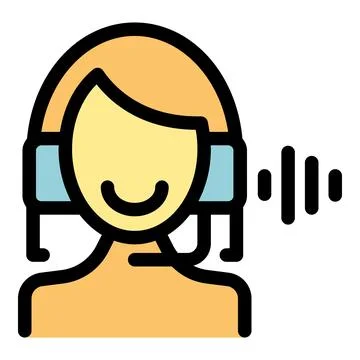 Smiling operator with headset listening and talking on a headset Illustration