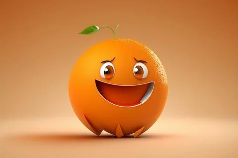 Smiling orange cartoon Stock Illustration
