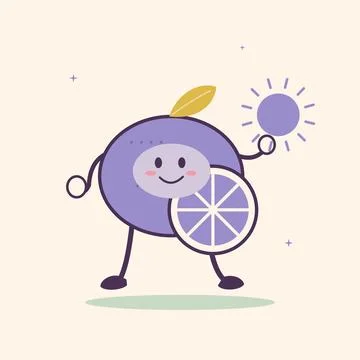 Smiling orange character with a sunshine accent. Original cheerful food chara Stock Illustration