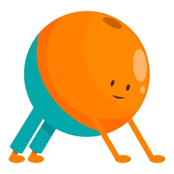 Smiling orange fruit character doing push ups exercising Illustrazione stock