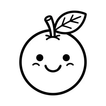 Smiling orange fruit character with leaf isolated on white Stock Illustration