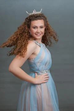 Smiling pageant queen facing right Stock Photos