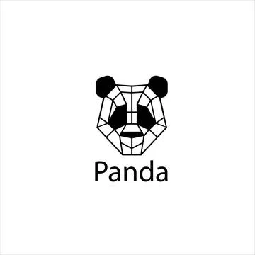 Smiling panda, polygonal, geometric, flat and simple. business logo Stock Illustration
