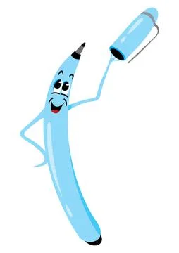 Smiling pen character Stock Illustration